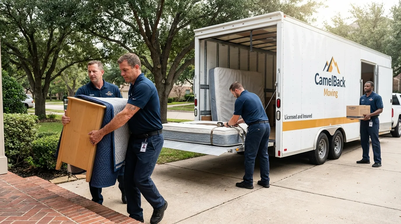 Crew loading residential truck for cross-state move from Clarkston, WA