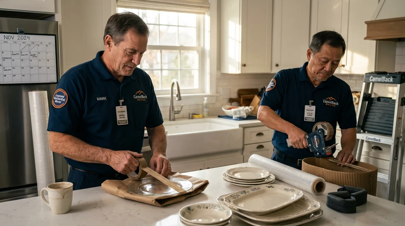 Professional crew packing kitchen dishware in Clarkston, WA